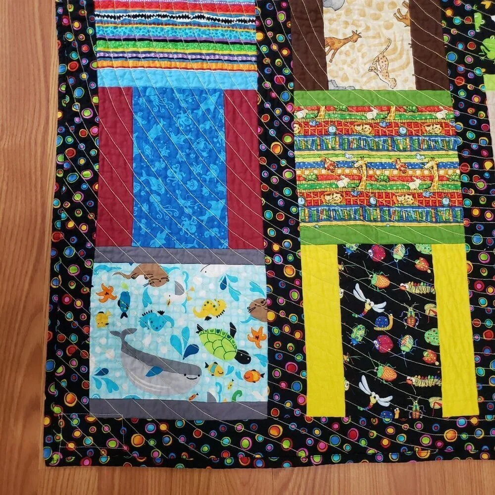 Handmade Crib Blanket Wall Quilt Patchwork‎ Ocean Life Jungle Animals 33